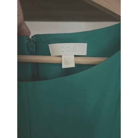 COS Green Sleeveless Cotton Silk Cocoon Dress Sz 12 - Picture 3 of 7